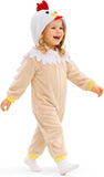 Toddler Beige Chicken Costume for Girls & Boys - 3D Hooded Animal Jumpsuit for Halloween Party