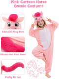 Kids Pink Horse Costume for Girls & Boys - 3D Hooded Animal Jumpsuit for Halloween Party