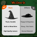 Witch Hat for Women, Distressed Gray, Polyester, One Size, Halloween Cosplay Costume Accessory