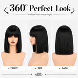 Short Black Bob Wig with Bangs for Women