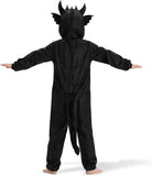 Kids Black Dragon Costume for Girls & Boys - 3D Hooded Animal Jumpsuit for Halloween Party