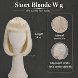 Short Blonde Bob Wig with Bangs for Women