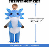 Inflatable Axolotl Costume Kids, Funny Ride-on Blow Up Outfit