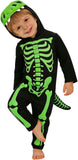 Dinosaur Skeleton Costume for Toddler Boys, Halloween Jumpsuit with Hood and Tail - Dino Hood with Teeth Design