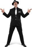 Men's Gangster Costume Adult Black Pinstripe Suit Costume with Accessories for Halloween Cosplay Party