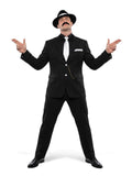 Men's Gangster Costume Adult Black Pinstripe Suit Costume with Accessories for Halloween Cosplay Party