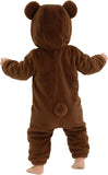 Toddler Brown Bear Costume for Girls & Boys - 3D Hooded Animal Jumpsuit for Halloween Party