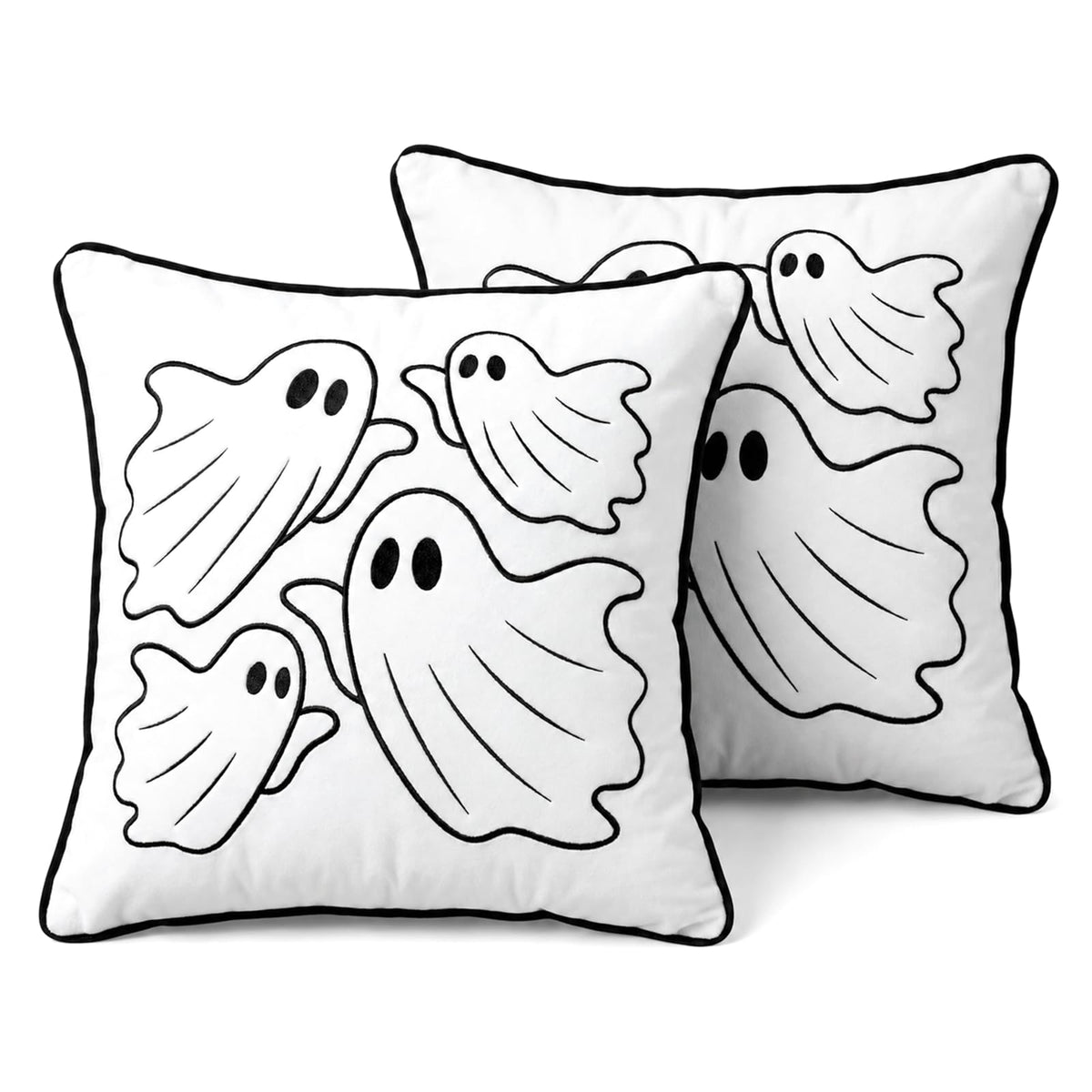Halloween Pillow Covers 18x18 Set of 2, White Ghost Cases