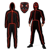 Adult Light-Up Stick Figure Halloween Costume with Mask for Halloween