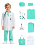 Kids Doctor Costume for Halloween – Medical Scrubs Dress Up Outfit with Lab Coat and Surgical Cap