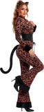 Leopard Costume for Women, 4PCS Animal Print Jumpsuit