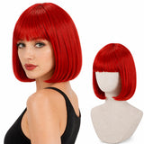Short Red Bob Wig with Bangs for Women