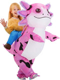 Inflatable Axolotl Costume for Kids – Funny Blow Up Ride on Costumes for Halloween & Cosplay Parties