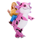 Inflatable Axolotl Costume for Kids – Funny Blow Up Ride on Costumes for Halloween & Cosplay Parties