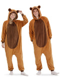 Adult Capybara Onesie Costume - 3D Hooded Animal One-Piece Pajama for Halloween Men Women