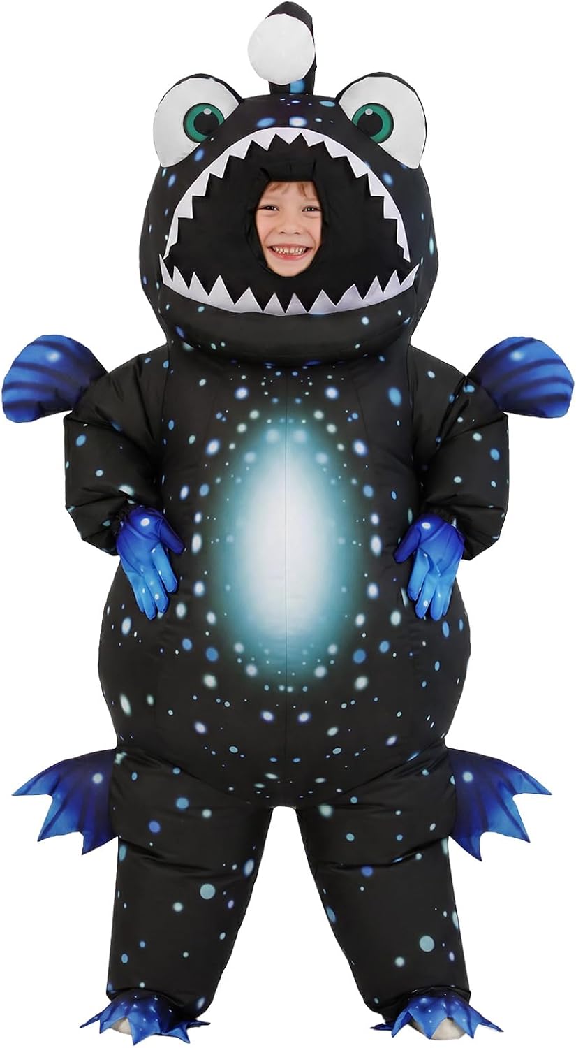 Inflatable Angler Fish Costume for Kids, Funny Blow Up Fish