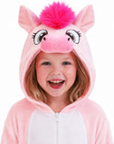 Kids Pink Horse Costume for Girls & Boys - 3D Hooded Animal Jumpsuit for Halloween Party