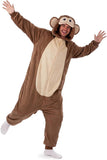 Adult Monkey Onesie Costume - 3D Hooded Animal One-Piece Pajama for Halloween Men Women