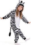 Kids Zebra Costume for Girls & Boys - 3D Hooded Animal Jumpsuit for Halloween Party