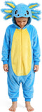 Kids Axolotl Costume for Girls & Boys - 3D Hooded Salamander Jumpsuit Costume for Halloween Party