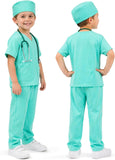Kids Doctor Costume for Halloween – Medical Scrubs Dress Up Outfit with Lab Coat and Surgical Cap
