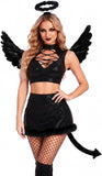 5 PCS Womens Fallen Angel Costume Set Halloween Cosplay Outfits