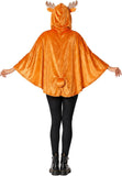 Womens Ginger Deer Costume Hooded Spotted Fawn Poncho Cape