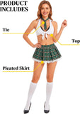 Women 3 PCS Plaid Roleplay Schoolgirl Costume Set