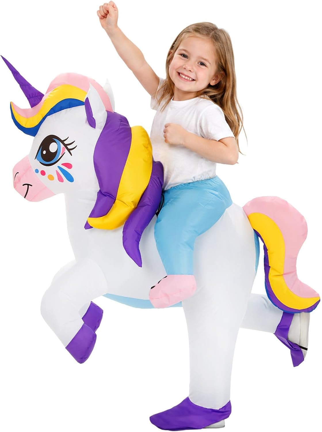 Inflatable Unicorn Costume for Kids, Funny Ride-on Blow Up