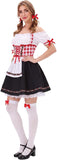 3 PCS Oktoberfest Dirndl Dress for Women, Red Gingham Bavarian Beer Girl Costume Halloween Costume