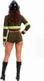 4 PCS Firefighter Costume for Women, Olive Green Halloween Costumes