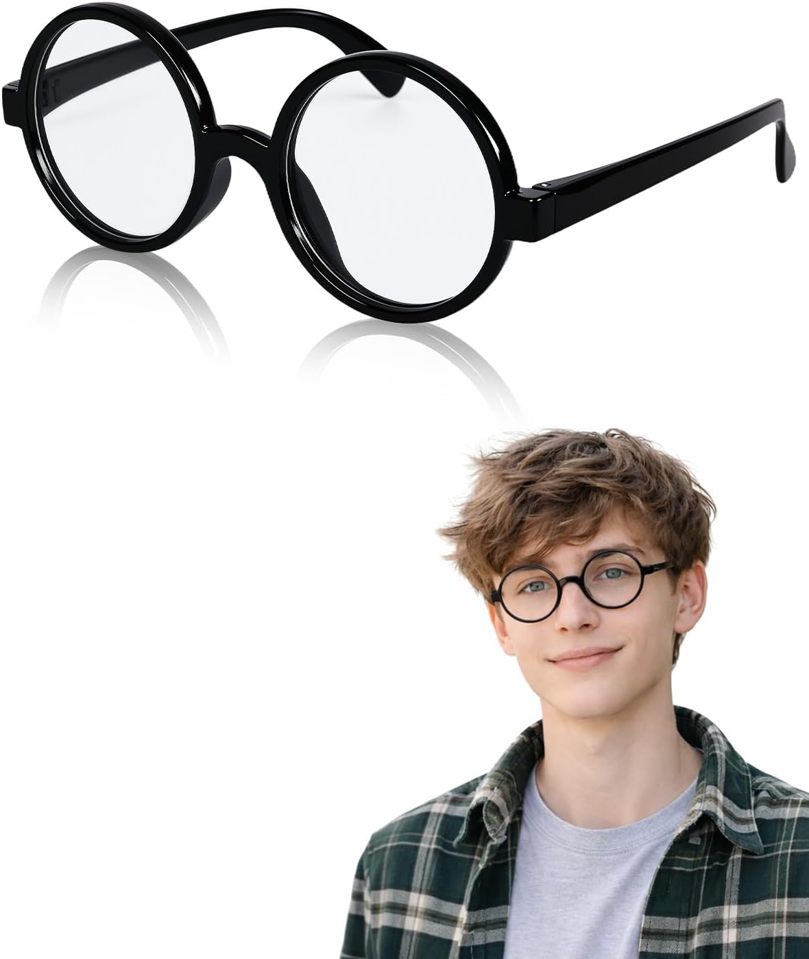 Black Round Halloween Accessory Glasses for Adults