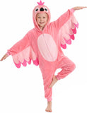 Kids Flamingo Costume for Girls & Boys - 3D Hooded Animal Jumpsuit for Halloween Party
