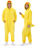 Adult Yellow Duck Onesie Costume - 3D Hooded Animal One-Piece Pajama for Halloween Men Women