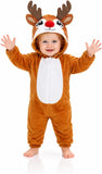 Toddler Light Brown Reindeer Costume for Girls & Boys - 3D Hooded Animal Jumpsuit for Halloween Party