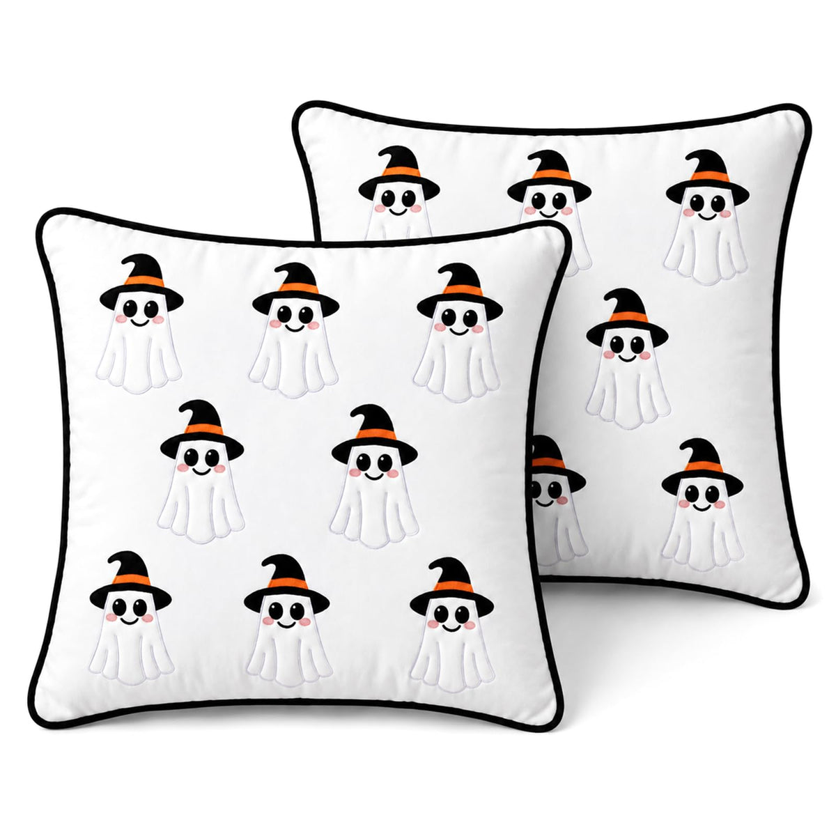 Halloween Pillow Covers 18x18 Set of 2, Mini Ghost Cases
