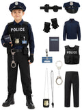Kids Police Costume, Halloween Boys Police Officer Uniform Outfit with Accessories