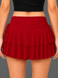 Women's Y2k Mini Ruffle Skirt with Shorts, High Waisted Tiered Layers Skort, Side Drawstrin Skater Skirt