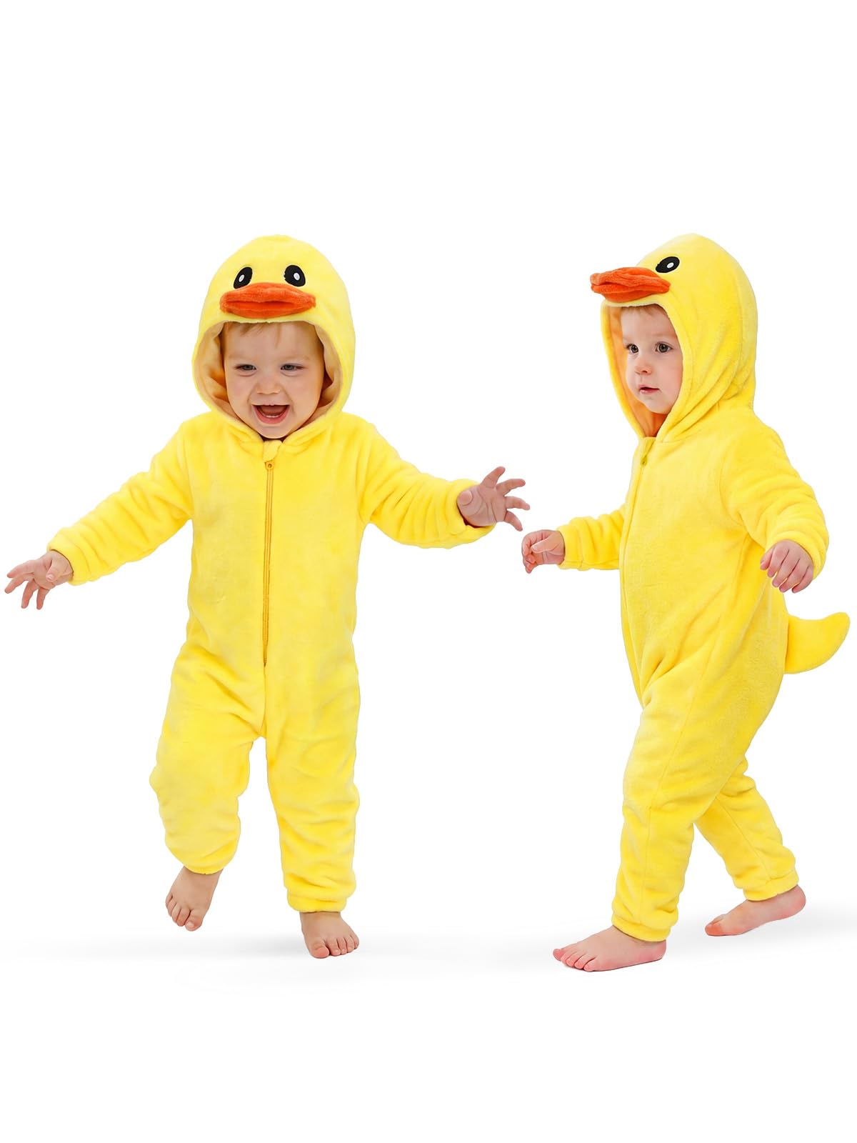 Toddler Yellow Duck Costume for Girls & Boys - 3D Hooded Animal Jumpsuit for Halloween Party
