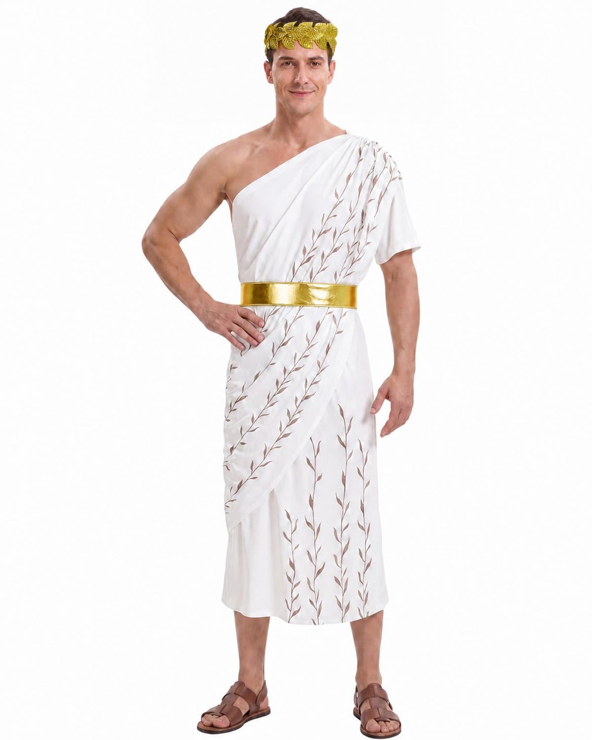 Mens Greek God Toga Costume Adult Roman Robe Outfit Greek Mythology Costumes Halloween Cosplay Costumes