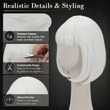 Short Pure White Bob Wig with Bangs for Women