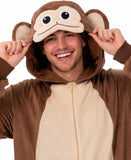 Adult Monkey Onesie Costume - 3D Hooded Animal One-Piece Pajama for Halloween Men Women