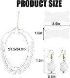 Bone Hair Clips with White Bead Necklace and Earrings Set