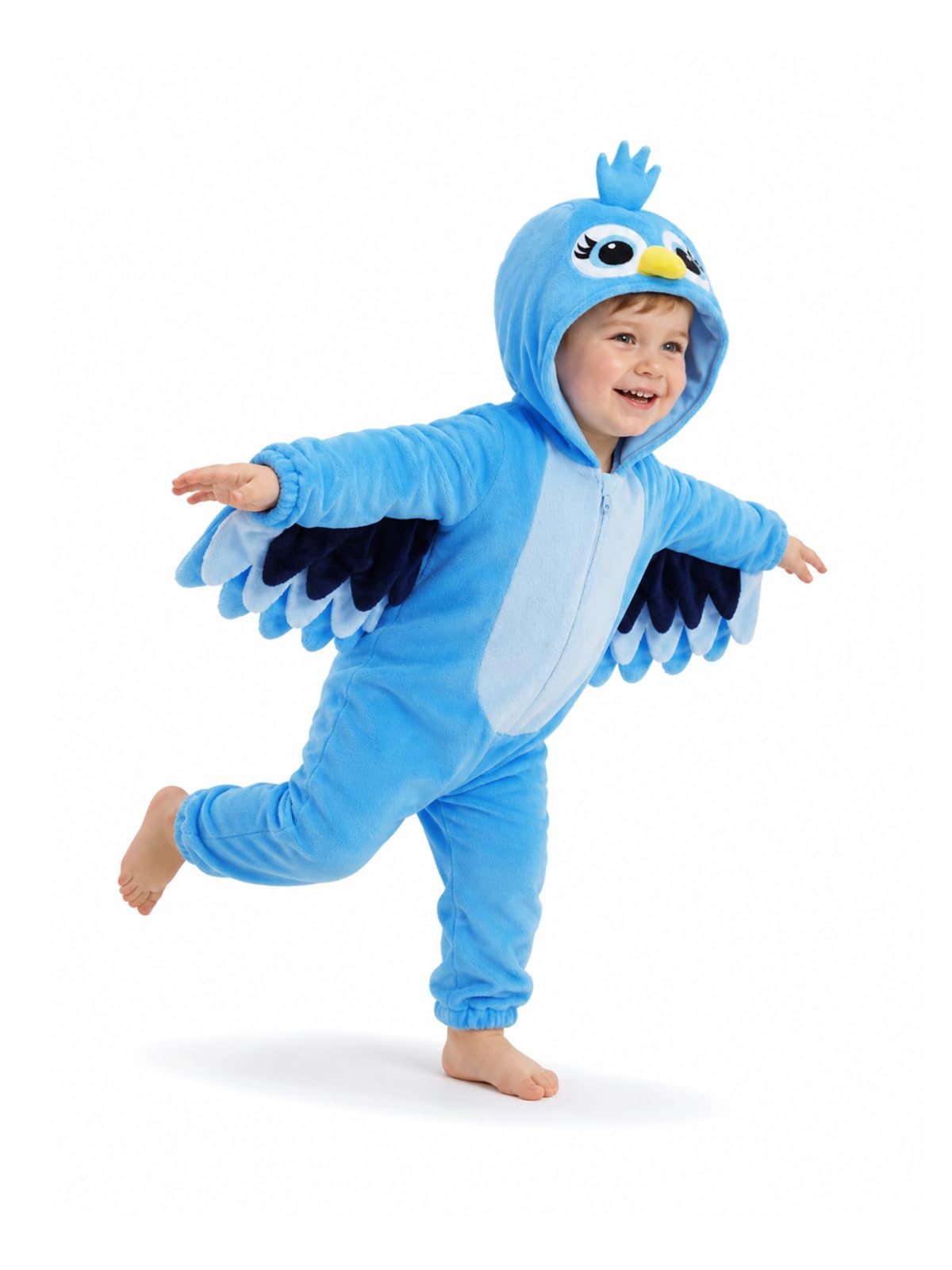 Toddler Blue Bird Costume for Girls & Boys - 3D Hooded Animal Jumpsuit for Halloween Party