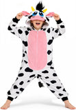 Kids Cow Costume for Girls & Boys - 3D Hooded Animal Jumpsuit Costume for Halloween Party