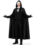 Adult Men's Black Masquerade Cape Costume for Halloween Cosplay Dress Up Party
