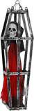 2-Piece Halloween Coffin Cage Skeleton Hanging Decor, Red