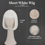 Short Pure White Bob Wig with Bangs for Women
