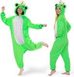 Adult Frog Onesie Costume - 3D Hooded Animal One-Piece Pajama for Halloween Men Women