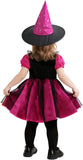2PCS Witch Costume for Girls, Toddler Halloween Costumes | Girls flame orange purple dress up set with classic witch hat for kids toddlers party outfits